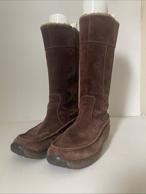 Timberland Brown Suede Shearling Tall Winter Boots Women’s 7.5W